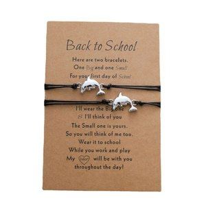"Back To School" silver dolphin bracelet set